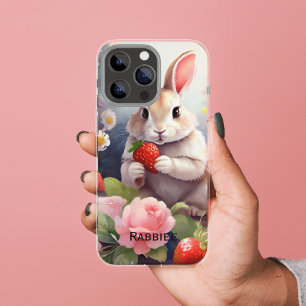Schattigee Waterverf Bunny met Aardbei & Bloemen Case-Mate iPhone Case