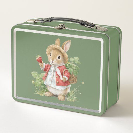 Schattigee Waterverf Bunny met aardbeien (Voorkant)