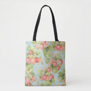 Schattigee Waterverf Bunny met Aardbeien Canvas ta Tote Bag