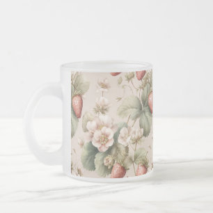 Schattigee Waterverf Bunny met aardbeien Matglas Koffiemok
