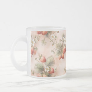 Schattigee Waterverf Bunny met aardbeien Matglas Koffiemok
