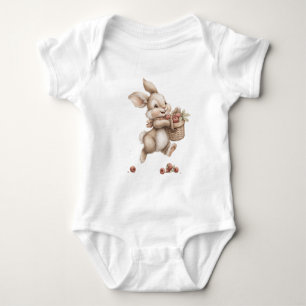 Schattigee Waterverf Bunny met aardbeien Romper