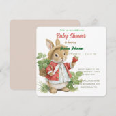 Schattigee Waterverf Bunny met aardbeien Save The Date (Voorkant / Achterkant)
