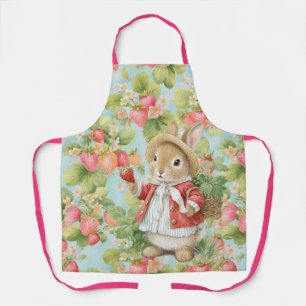Schattigee Waterverf Bunny met aardbeien Schort