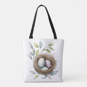 Schattigee Waterverf Bunny Paasnaam Canvas tas (Achterkant)