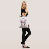 Schattigee Waterverf Bunny Paasnaam Canvas tas (Op model)