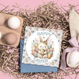 Schattigee waterverf Bunny Paasvlak Wenskaart