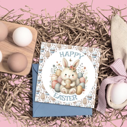 Schattigee waterverf Bunny Paasvlak Wenskaart