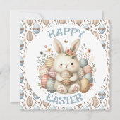 Schattigee waterverf Bunny Paasvlak Wenskaart (Voorkant)