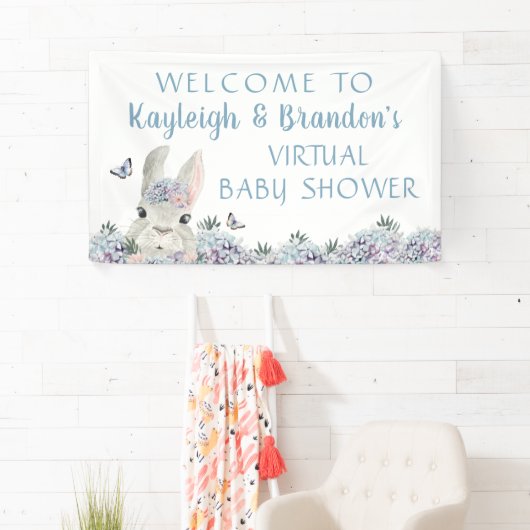 Schattigee Waterverf Bunny Virtual Baby shower Wel Spandoek (Insitu)