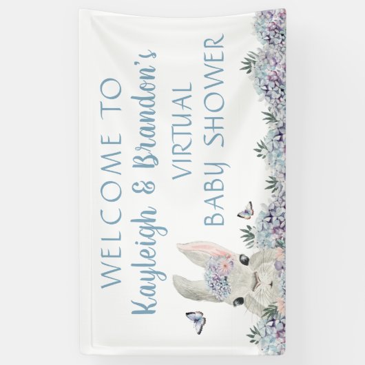 Schattigee Waterverf Bunny Virtual Baby shower Wel Spandoek (Verticaal)