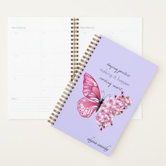 Schattigee Waterverf Butterfly Wildflowers Girly Planner (Display)