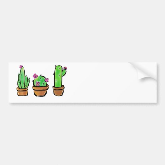 Schattigee waterverf Cactus cactussen succulenten Bumpersticker (Voorkant)