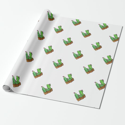 Schattigee waterverf Cactus cactussen succulenten Cadeaupapier (Uitgerold)