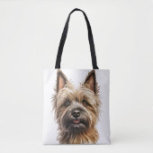 SCHATTIGEE WATERVERF CAIRN TERRIER HONDENGEZICHT TOTE BAG (Voorkant)