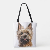 SCHATTIGEE WATERVERF CAIRN TERRIER HONDENGEZICHT TOTE BAG (Achterkant)