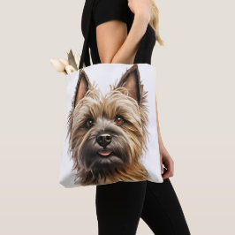 SCHATTIGEE WATERVERF CAIRN TERRIER HONDENGEZICHT TOTE BAG