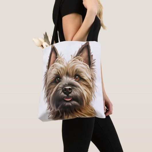 SCHATTIGEE WATERVERF CAIRN TERRIER HONDENGEZICHT TOTE BAG (Dichtbij)