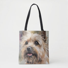 SCHATTIGEE WATERVERF CAIRN TERRIER HONDENGEZICHT TOTE BAG