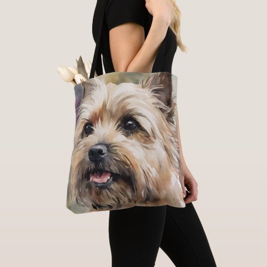 SCHATTIGEE WATERVERF CAIRN TERRIER HONDENGEZICHT TOTE BAG (Dichtbij)