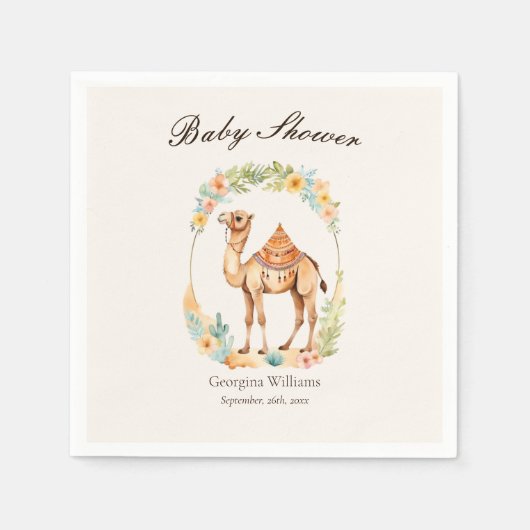 Schattigee Waterverf Camel Baby shower Servet (Voorkant)