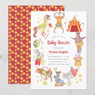 Schattigee Waterverf Carnaval Circus Dier Baby sho Kaart