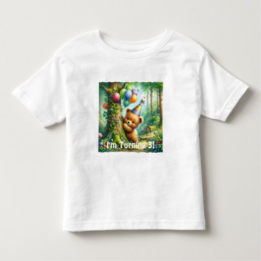 Schattigee Waterverf Cartoon Baby Beer welp Verjaa Kinder Shirts (Voorkant)
