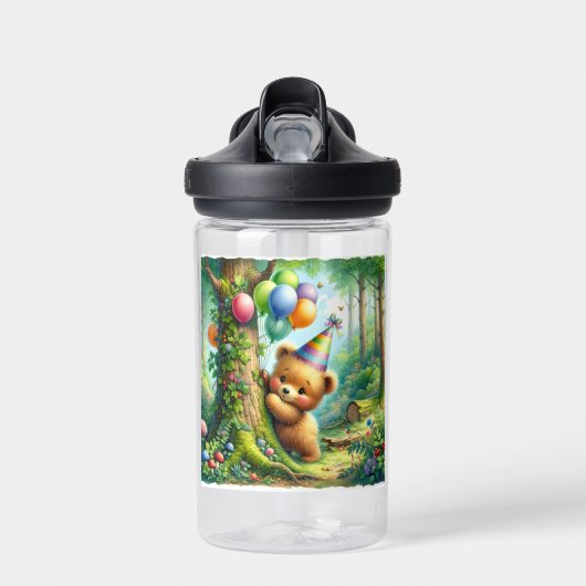 Schattigee Waterverf Cartoon Baby Beer welp Verjaa Waterfles (Voorkant)