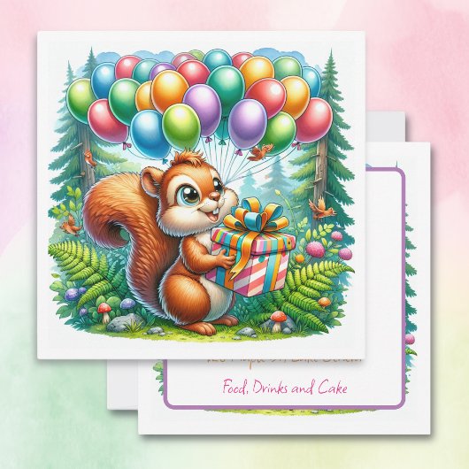 Schattigee Waterverf Cartoon Eekhoorn Verjaardag Kaart