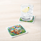 Schattigee Waterverf Cartoon Eekhoorn Verjaardag Kartonnen Onderzetters (Insitu)