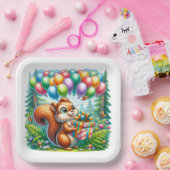 Schattigee Waterverf Cartoon Eekhoorn Verjaardag Papieren Bordje (Feest)