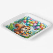 Schattigee Waterverf Cartoon Eekhoorn Verjaardag Papieren Bordje (Gebogen)