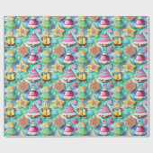 Schattigee Waterverf Cartoon Gingerbread Cookie Cadeaupapier (Vlak)