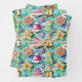 Schattigee Waterverf Cartoon Gingerbread Cookie Inpakpapier Vel (In situ)