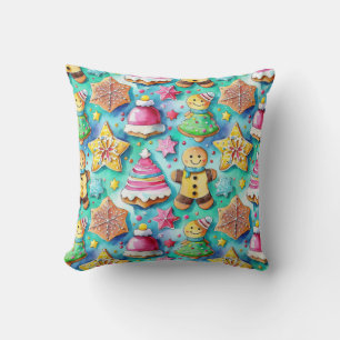 Schattigee Waterverf Cartoon Gingerbread Cookie Kussen