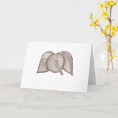 Schattigee Waterverf Cartoon Olifant Blank Kaart (Gele Bloem)