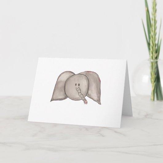 Schattigee Waterverf Cartoon Olifant Blank Kaart (Voorkant)