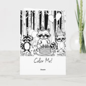 Schattigee Waterverf Cartoon Raccoon Happy Birthda Kaart (Achterkant)