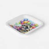 Schattigee Waterverf Cartoon wasbeer Verjaardag Papieren Bordje (Gebogen)