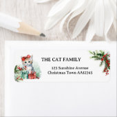 Schattigee Waterverf Cat Christmas Retouradreslabe Etiket (Insitu)