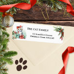 Schattigee Waterverf Cat Christmas Retouradreslabe Etiket<br><div class="desc">Een schattig kerst retour adres label met een waterverf ontwerp met kitten en feestelijke dennentakken met bessen. Mooi voor kattenliefhebbers.</div>