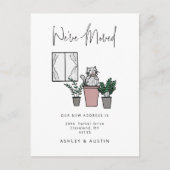 Schattigee Waterverf Cat Fun We hebben Verhuisd Ni Briefkaart (Voorkant)