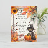 Schattigee Waterverf Cat Halloween Baby shower Kaart (Staand voorkant)