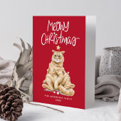 Schattigee Waterverf Cat Meowy Christmas Non-Foto Feestdagen Kaart