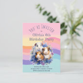 Schattigee Waterverf cavia's  verjaardagsfeestje Uitnodiging Briefkaart (Staand voorkant)