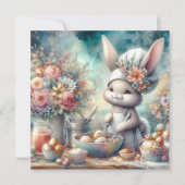 Schattigee Waterverf Chef Bunny Kleurplaten Paasei Feestdagenkaart (Voorkant)
