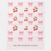 Schattigee Waterverf Cherry Bow Coquette gepersona Fleece Deken (Voorkant)