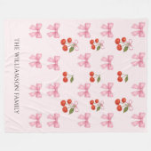Schattigee Waterverf Cherry Bow Coquette gepersona Fleece Deken (Voorkant (Horizontaal))