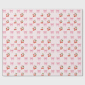 Schattigee Waterverf Cherry Bow Coquette Pattern Cadeaupapier (Vlak)