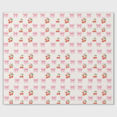 Schattigee Waterverf Cherry Bow Coquette Pattern Cadeaupapier (Vlak)